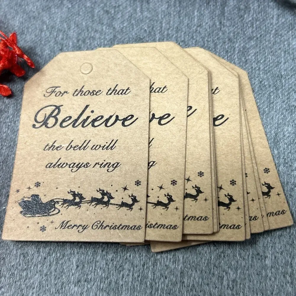 NEW 10pc Jingle Bells For Those That BELIEVE Christmas Stocking Stuffer Gift Tag